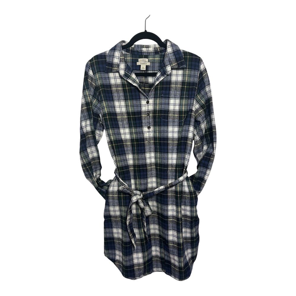 Women’s L.L. Bean Classic Autumn Flannel Tunic Length Relaxed Fit Shirt Dress